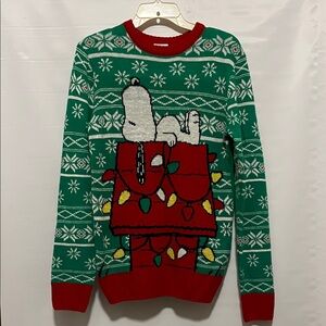 Peanuts Snoopy Men's Holiday Sweater Red/Green 2023 Sz S 34-36